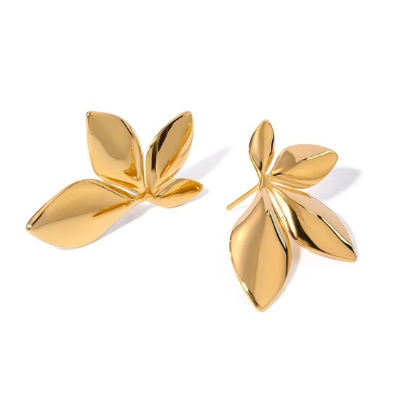 Jewelry - Gold Leaf Earrings Statement Stud Earrings Fashion Jewelry for Women